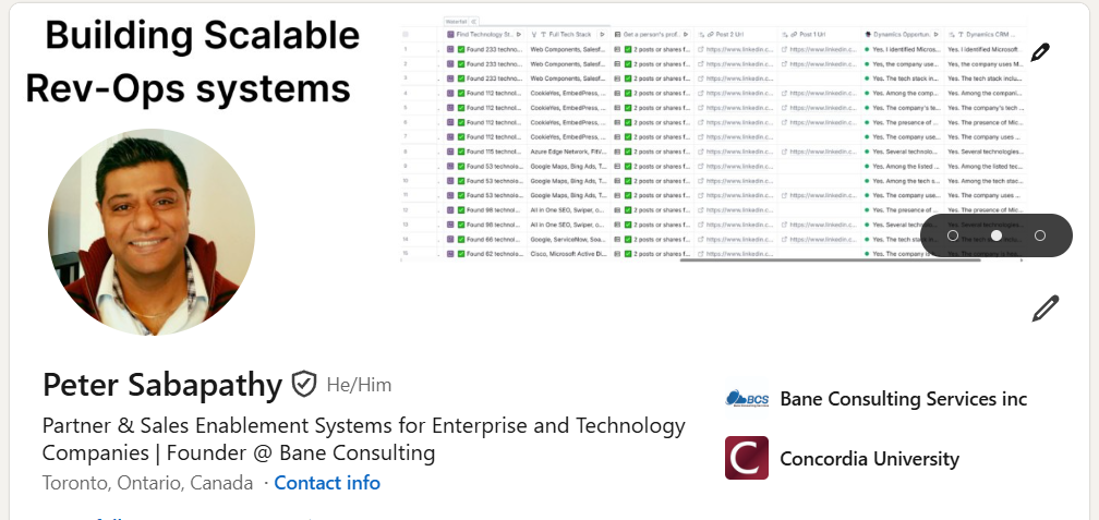 Example of an optimized LinkedIn profile - Peter Sabapathy